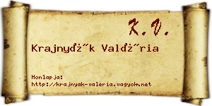 Krajnyák Valéria névjegykártya