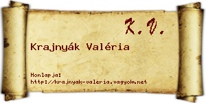 Krajnyák Valéria névjegykártya